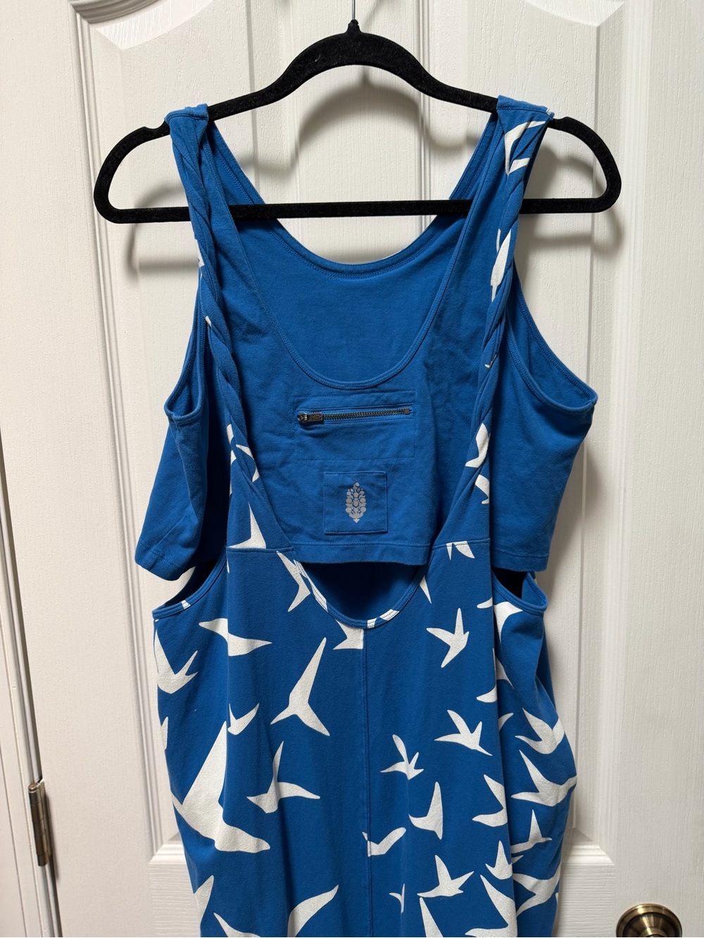 Free People Hot Shot Twisted Back Printed Maxi in Flying High Blue - L - Picture 6 of 7